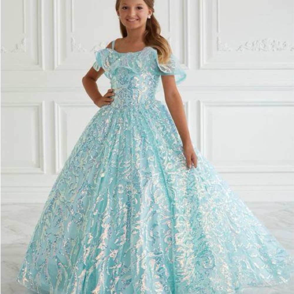 Sky Blue with sequins little girl pageant dress Tiffany Designs